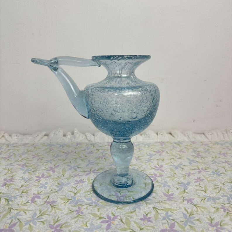 Lampe à huile en verre Biot bleu