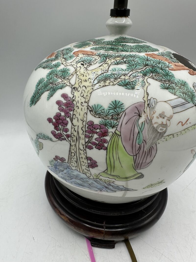 Ancienne lampe chinoise en porcelaine XXe siècle – Image 3