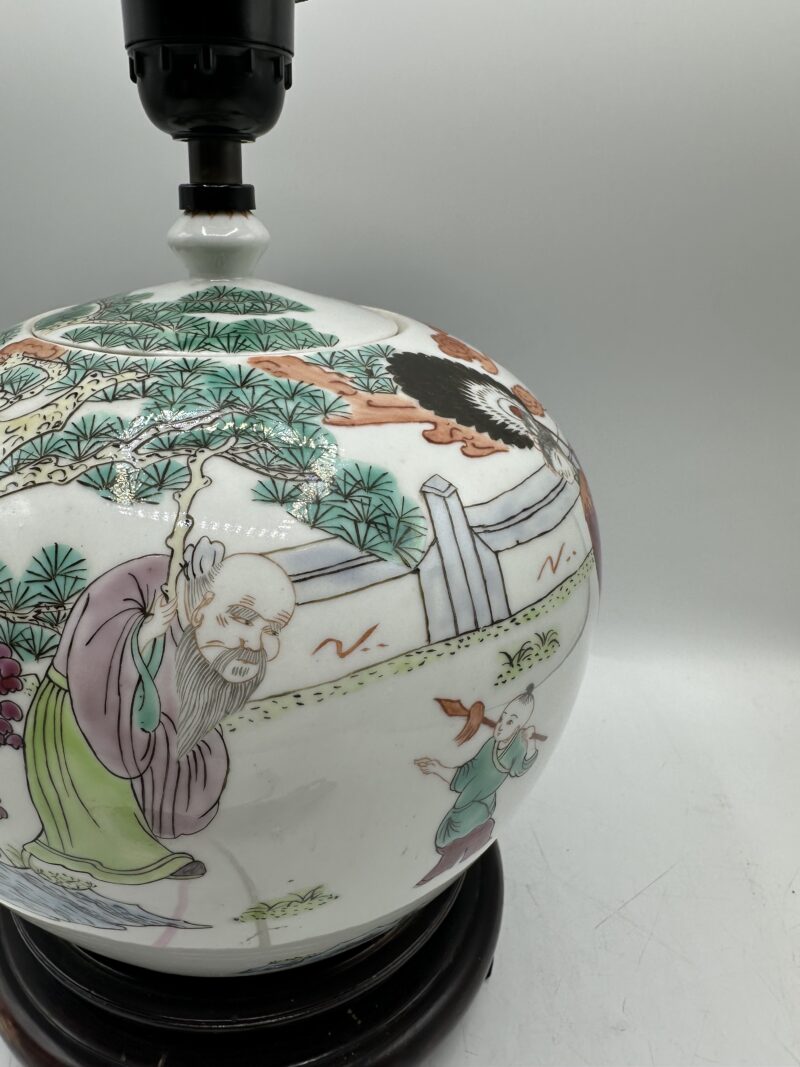Ancienne lampe chinoise en porcelaine XXe siècle – Image 6