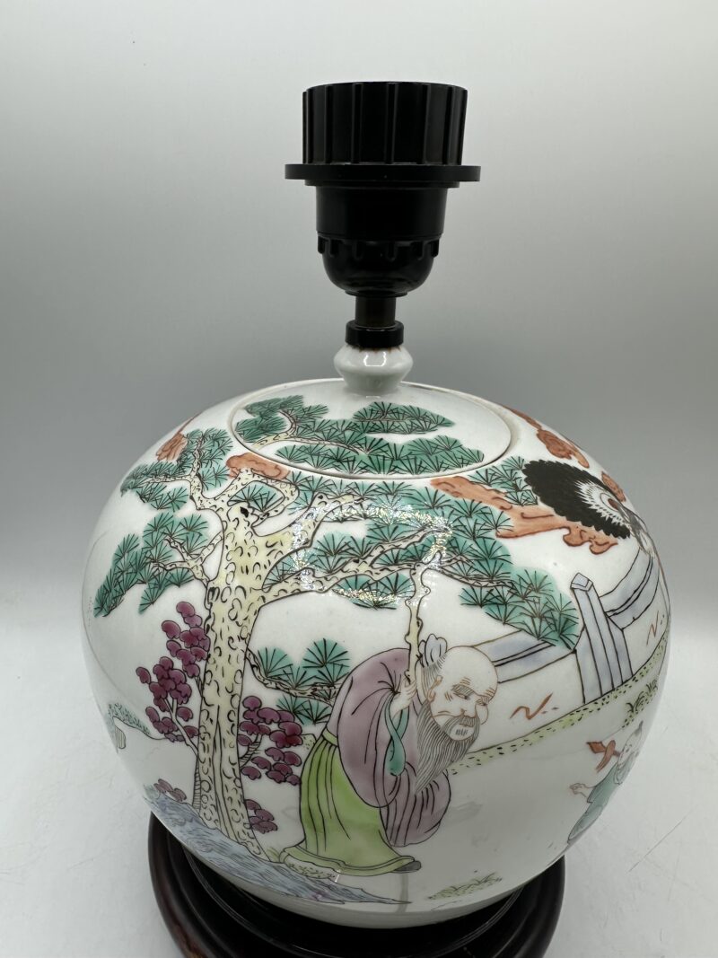 Ancienne lampe chinoise en porcelaine XXe siècle – Image 7
