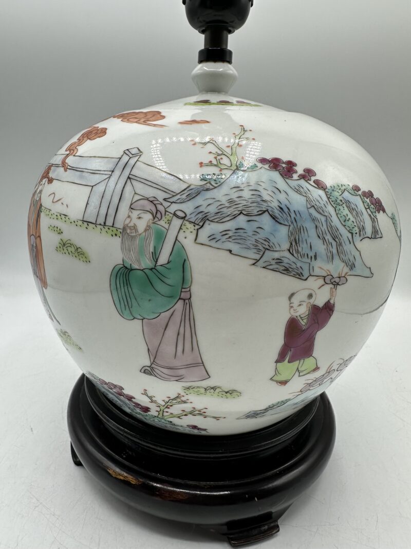 Ancienne lampe chinoise en porcelaine XXe siècle – Image 11