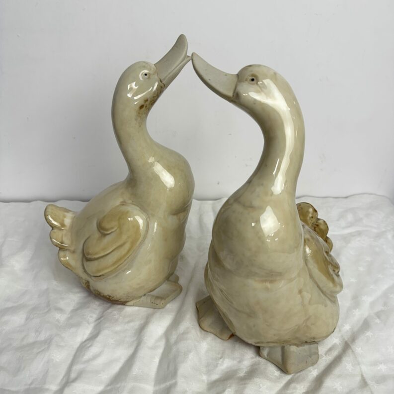 Duo d'oies décoratives céramique