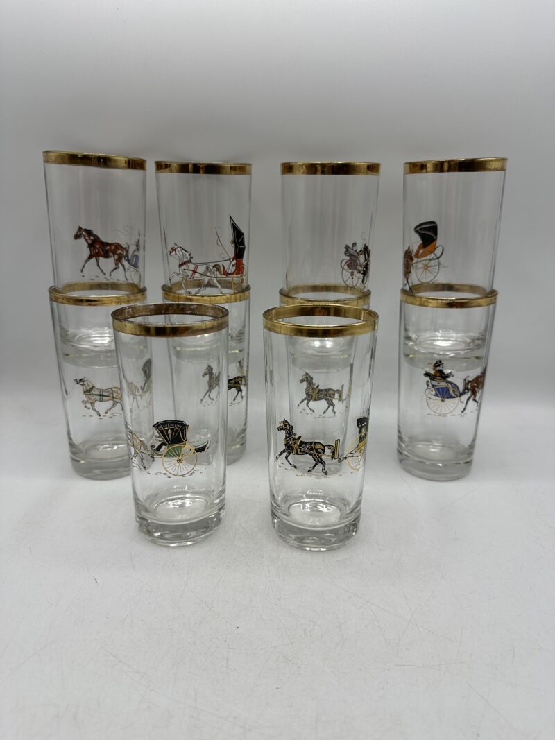 10 verres vintage décor chevaux – Image 2