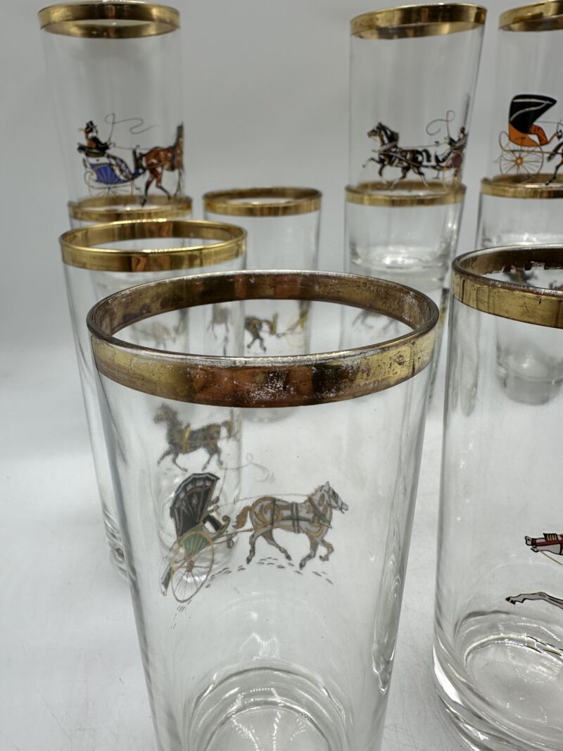 10 verres vintage décor chevaux – Image 13