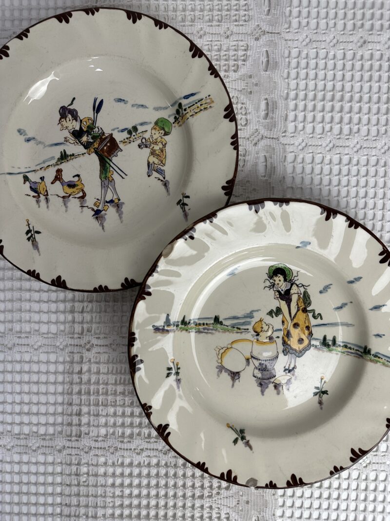 Assiettes polychrome Creil et Montereau