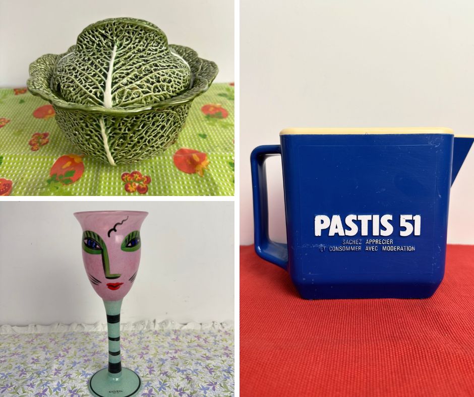 décoration vintage proposée par la marque broc les intemporels de la ressourcerie de venelles, chou barbotine , broc pastis 51