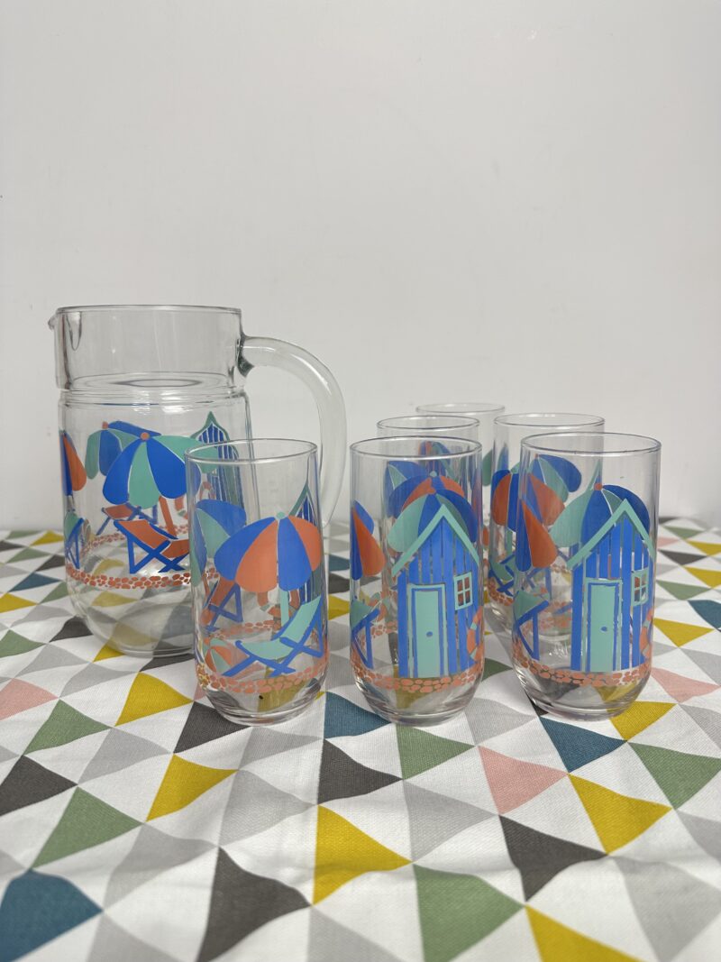 Service carafe et verres plage
