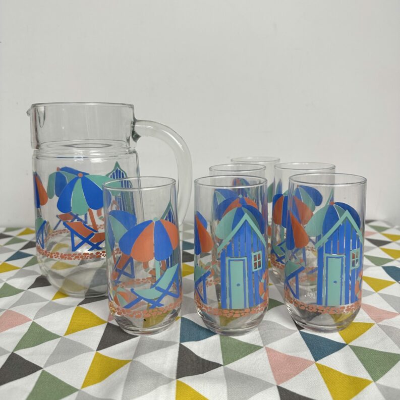 Service carafe et verres plage