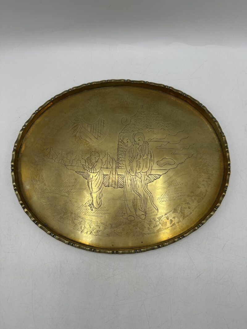 Plateau chinois laiton gravé – Image 2