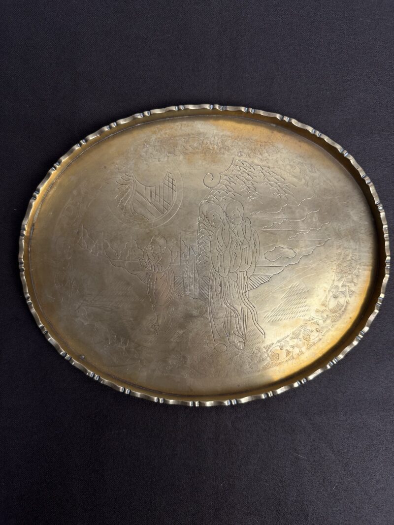 Plateau chinois laiton gravé