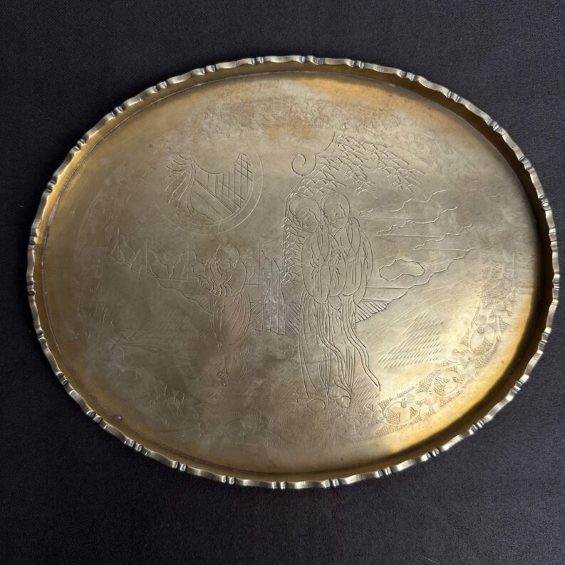 Plateau chinois laiton gravé