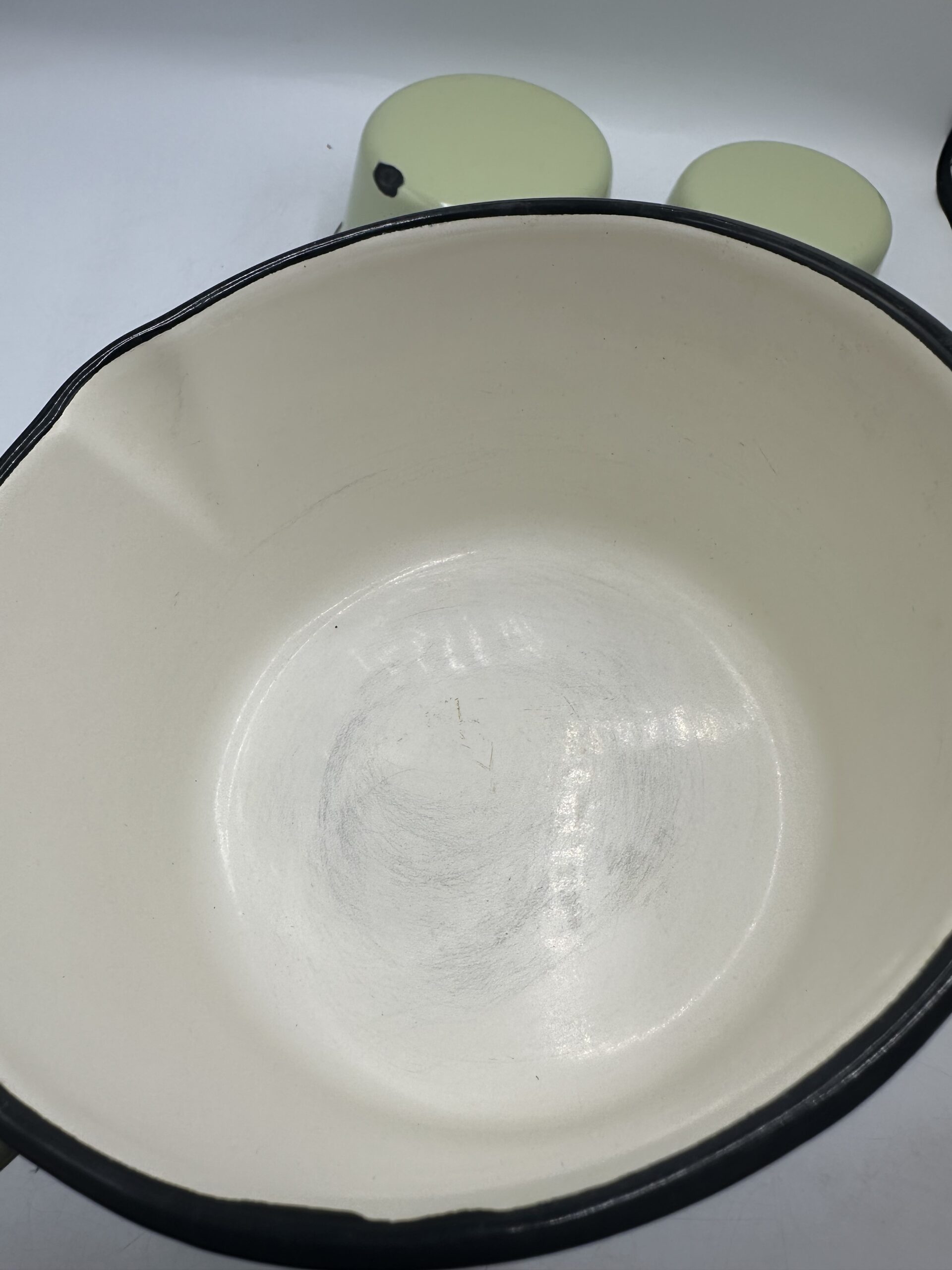 3 casseroles émaillées vert d’eau vintage – Image 7