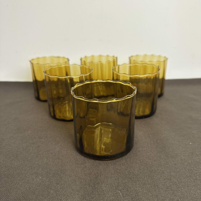 6 verres ambrés vintage