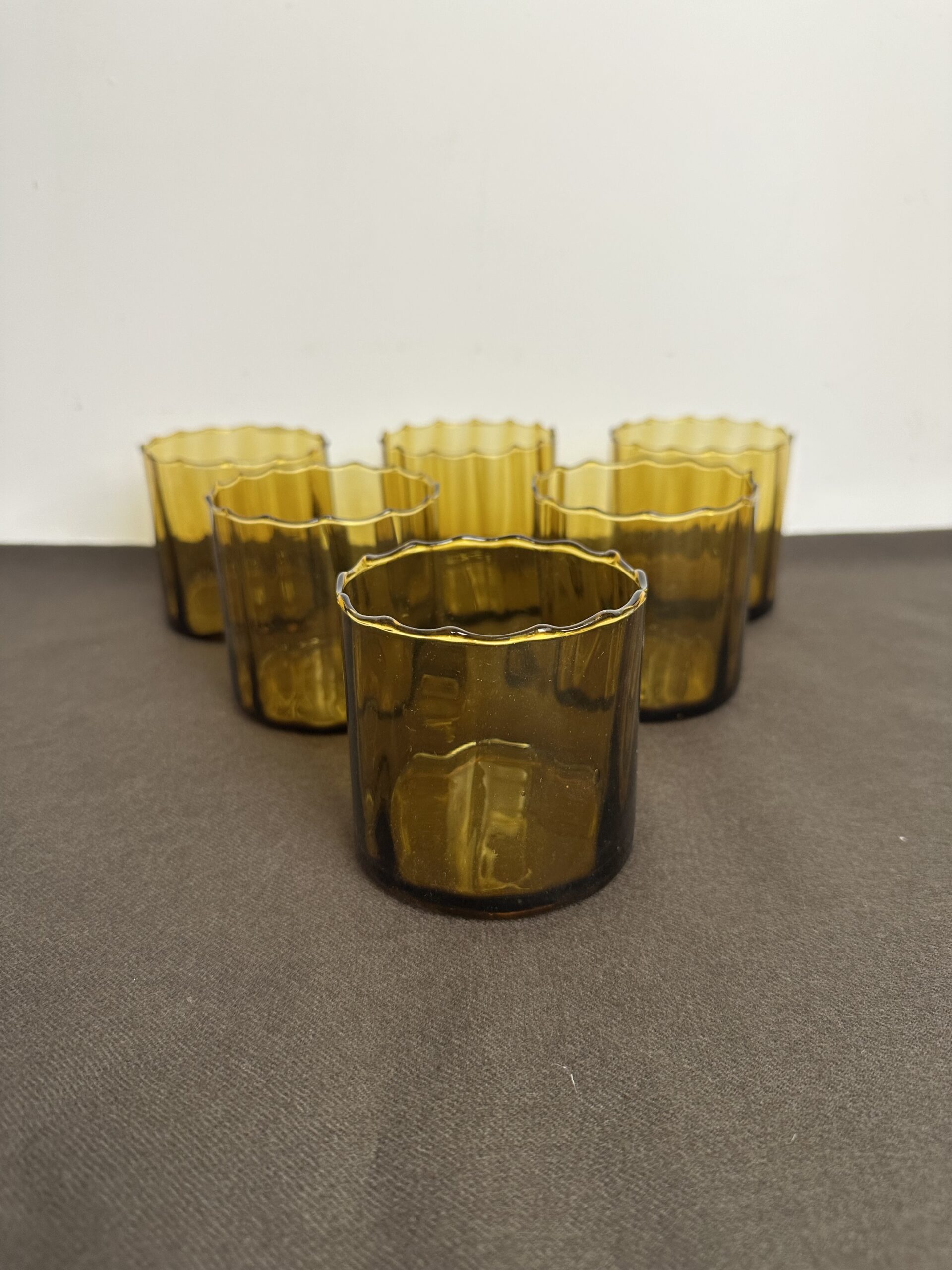 6 verres ambrés vintage