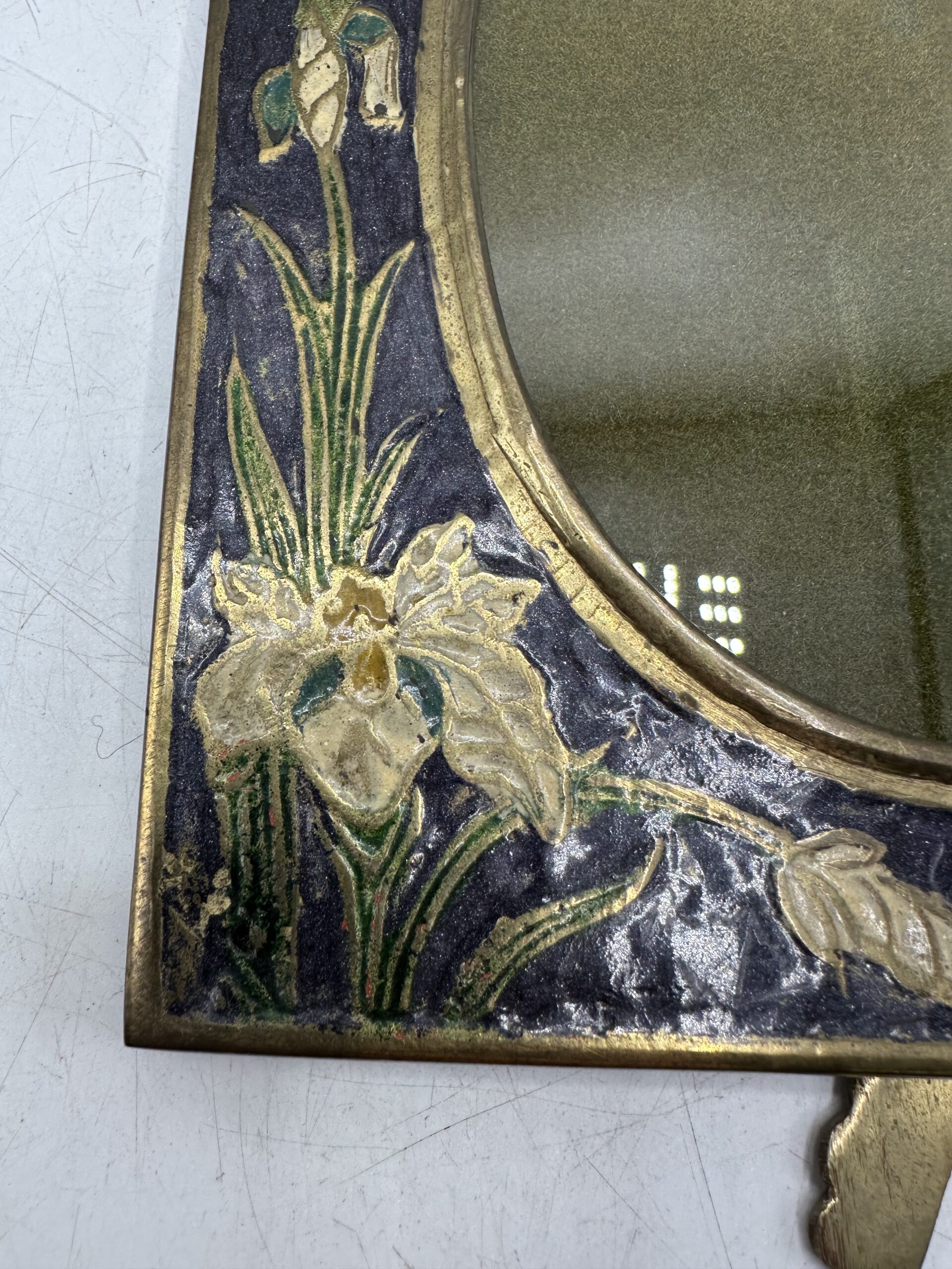 Ancien cadre fleuri en laiton et gravé – Image 3