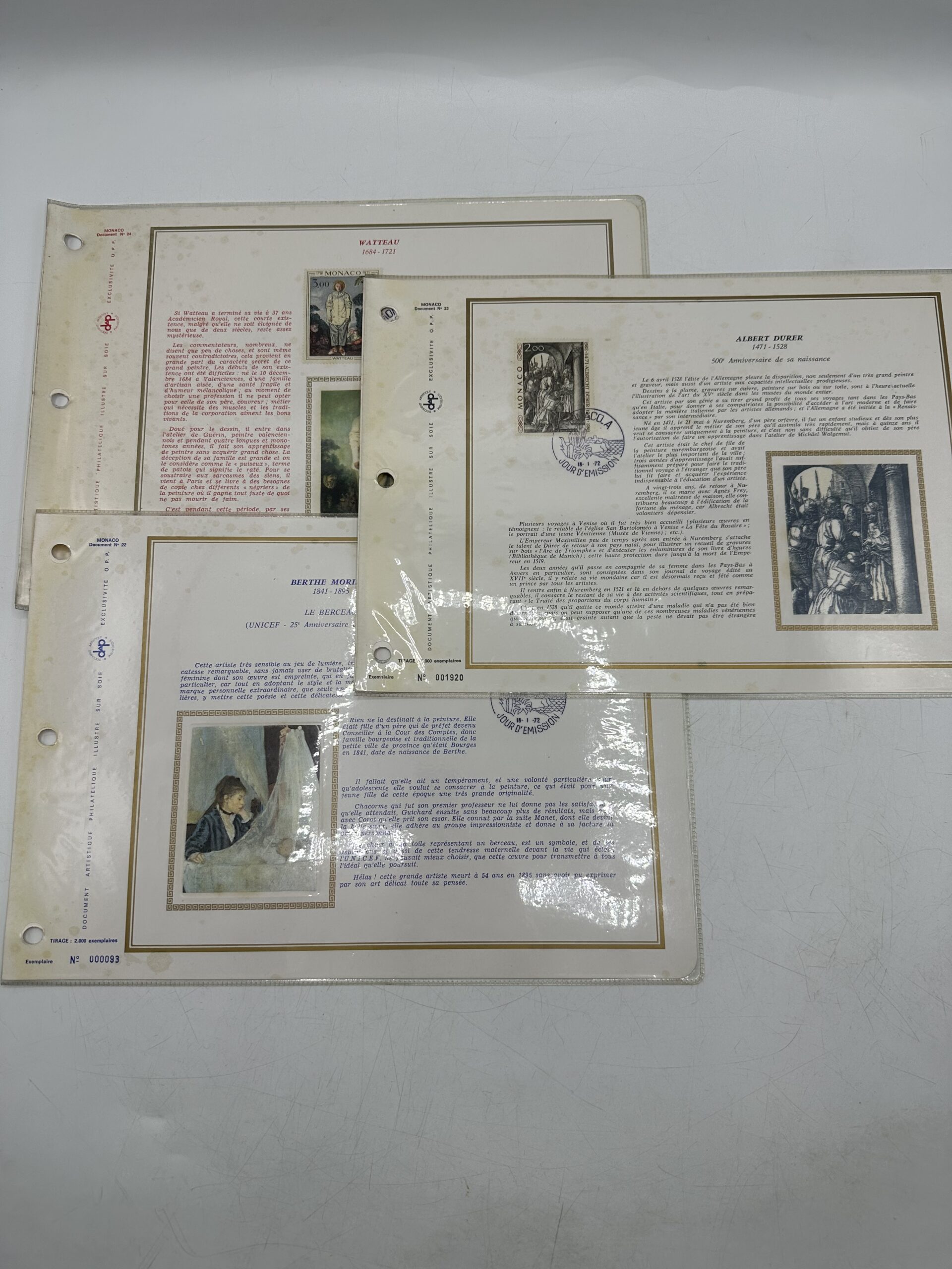 32 timbres documents philatéliques sur soie Monaco Andorre 1971 – Image 9