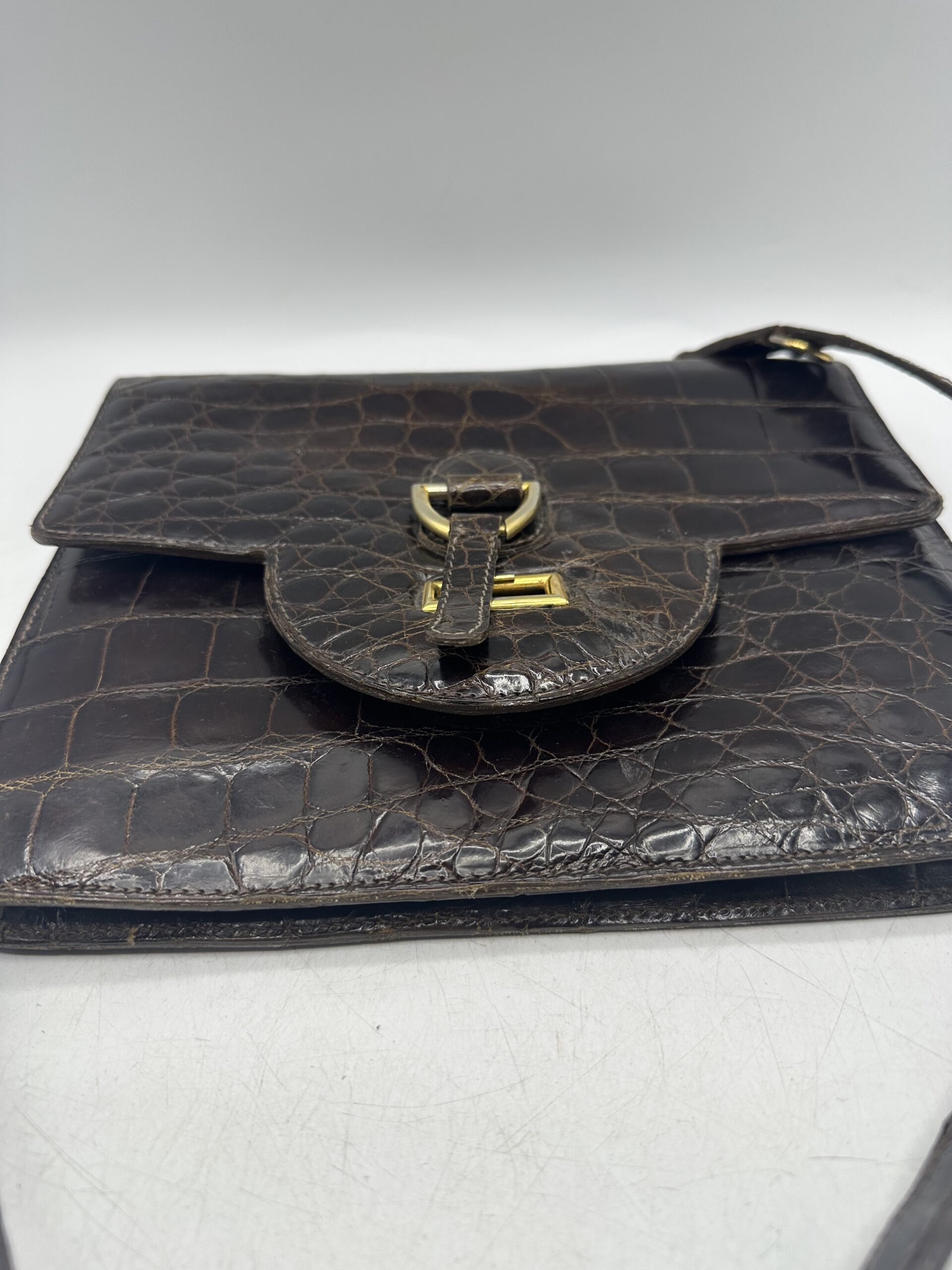 Sac en cuir marron croco – Image 3