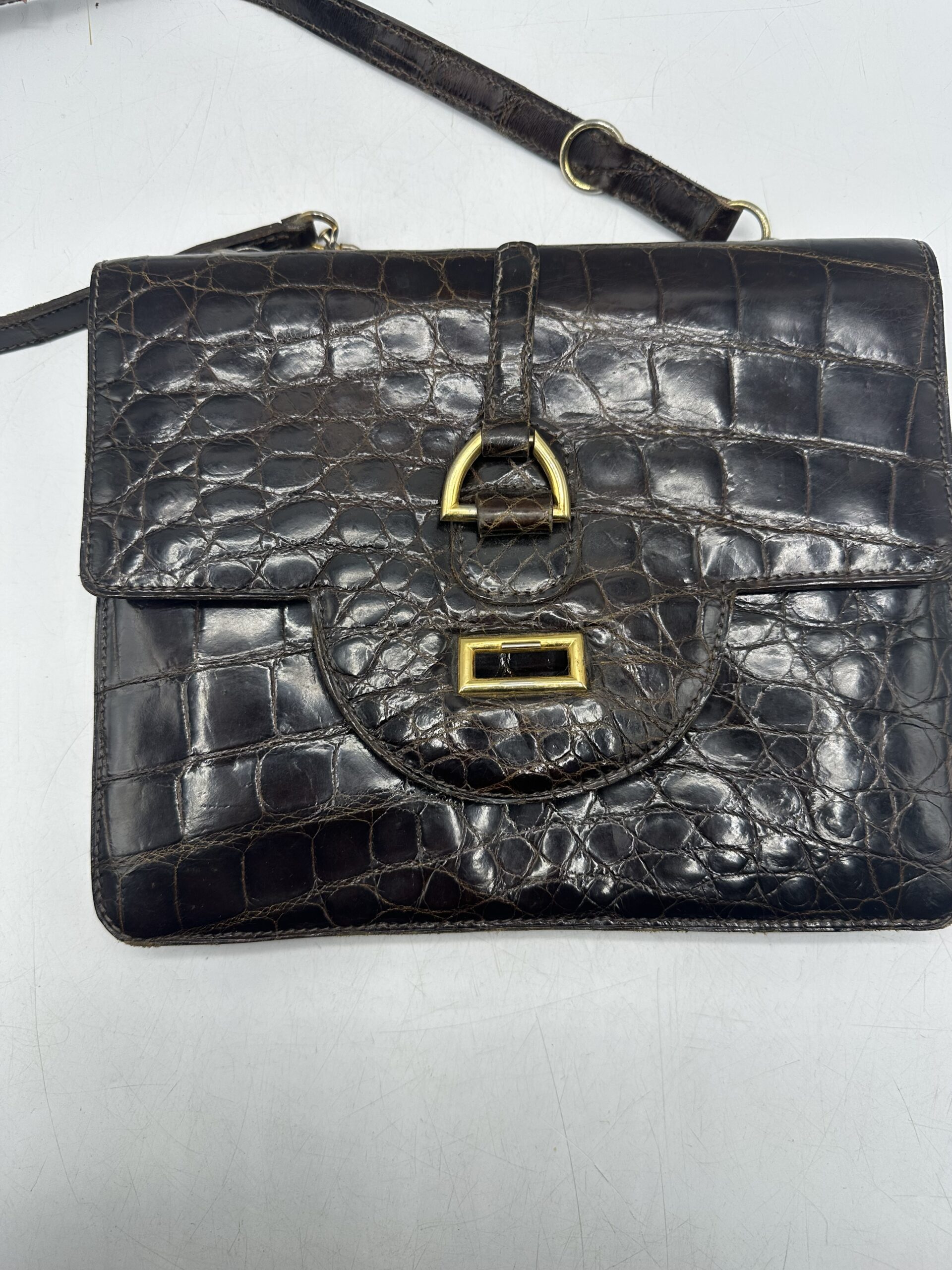 Sac en cuir marron croco – Image 4