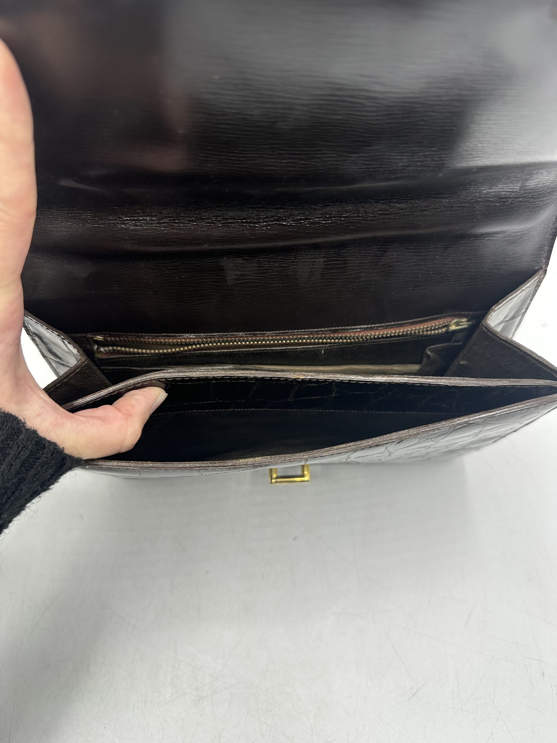 Sac en cuir marron croco – Image 8