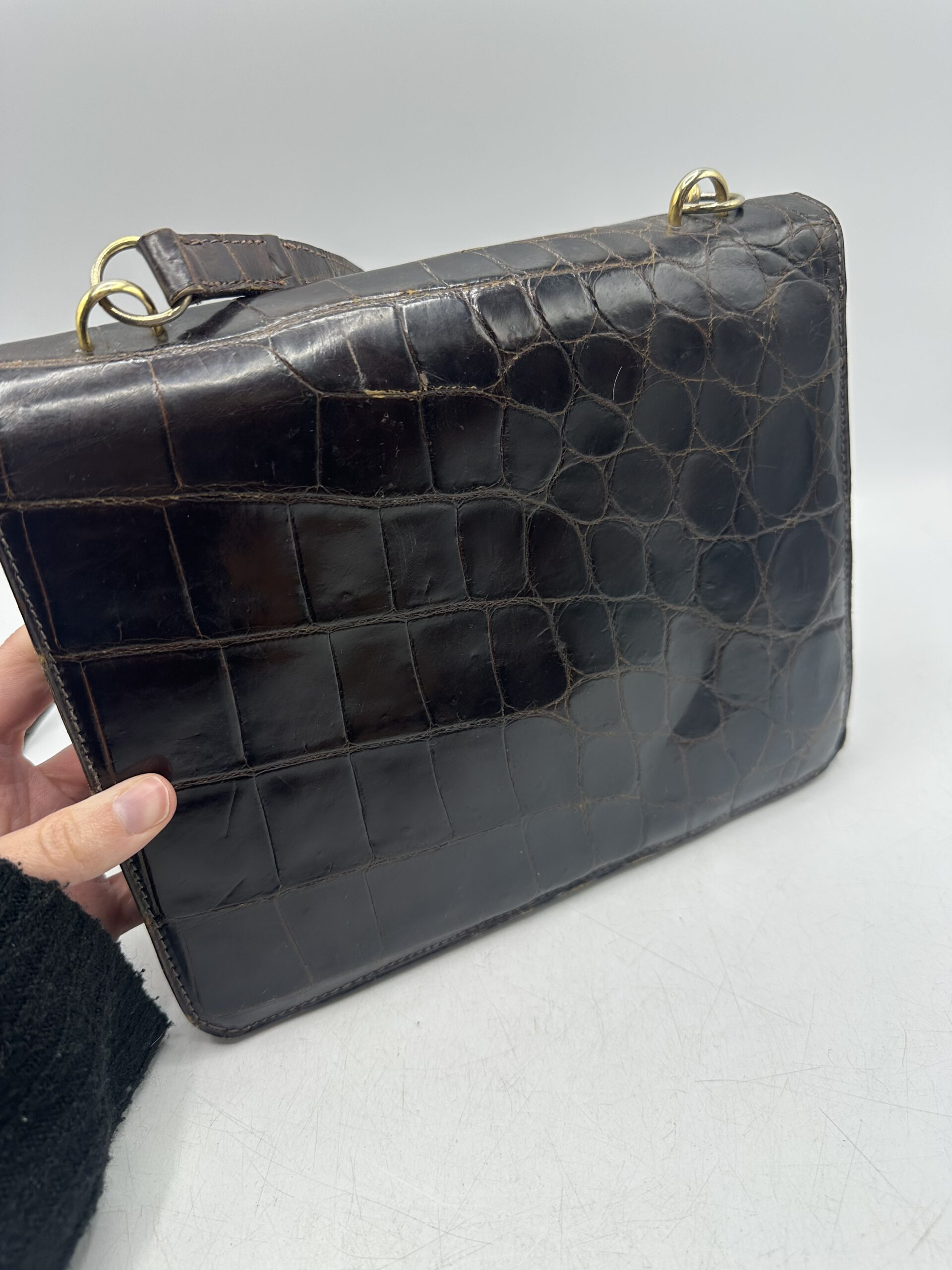 Sac en cuir marron croco – Image 9