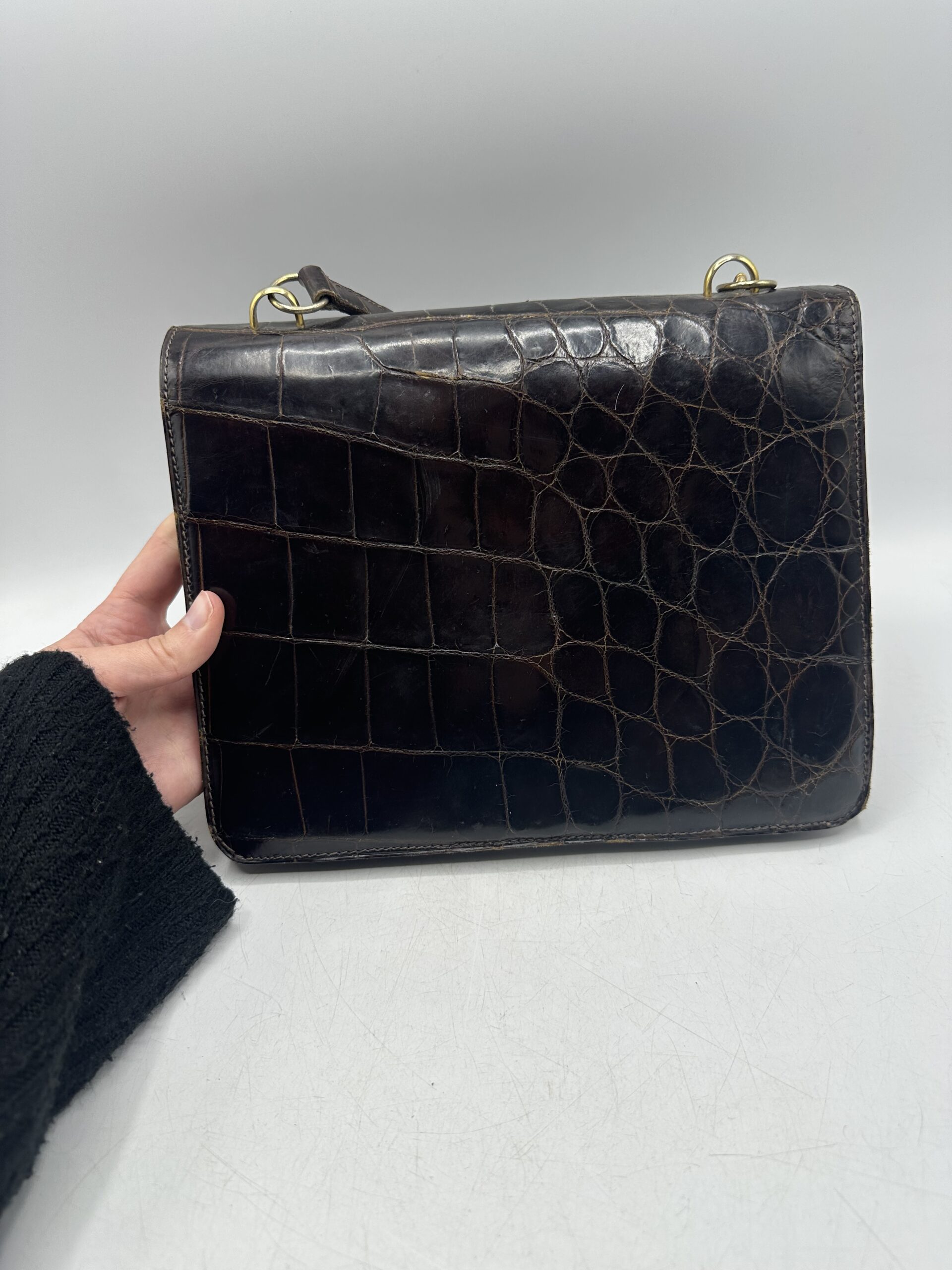 Sac en cuir marron croco – Image 10