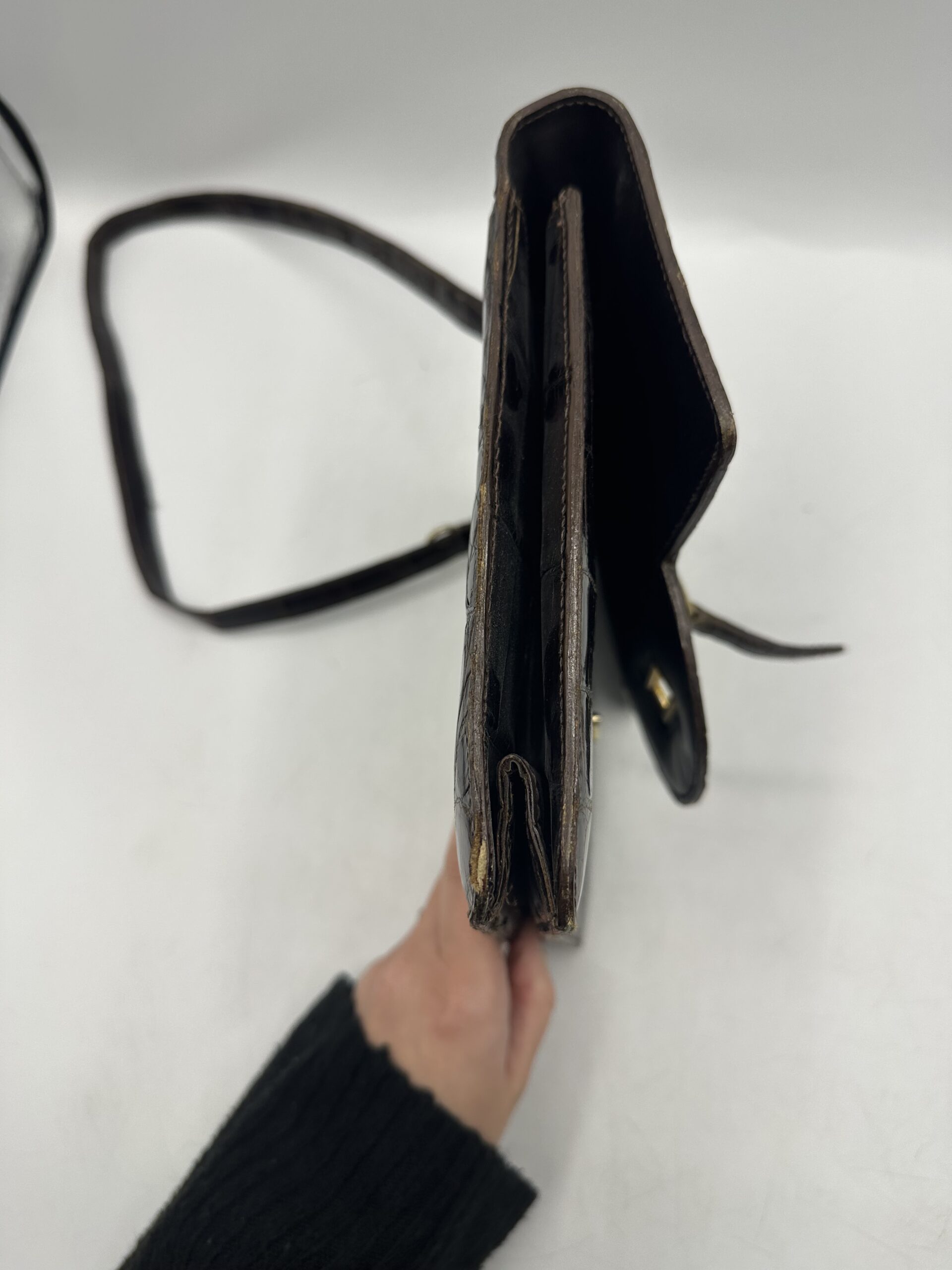 Sac en cuir marron croco – Image 12