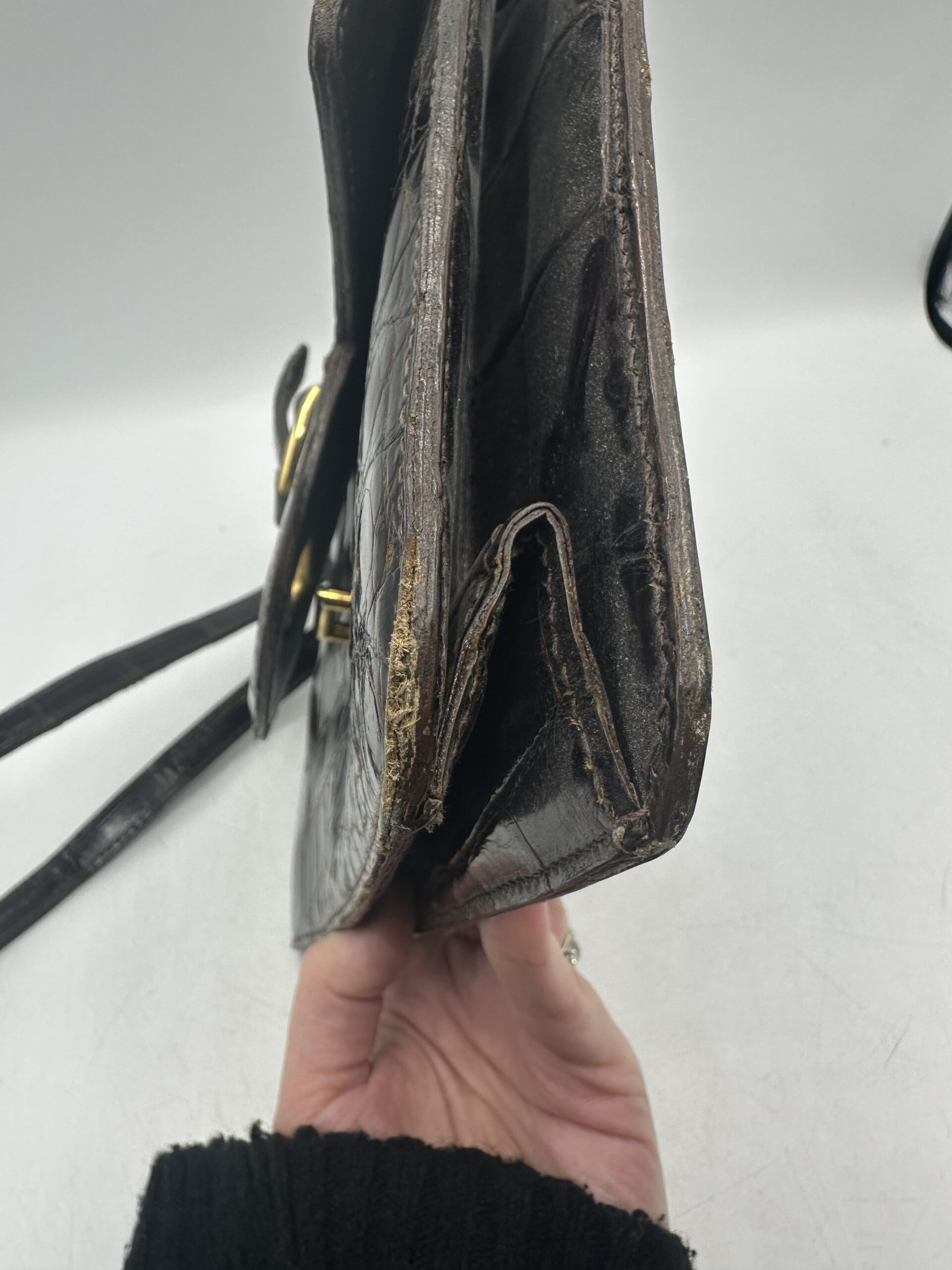 Sac en cuir marron croco – Image 14