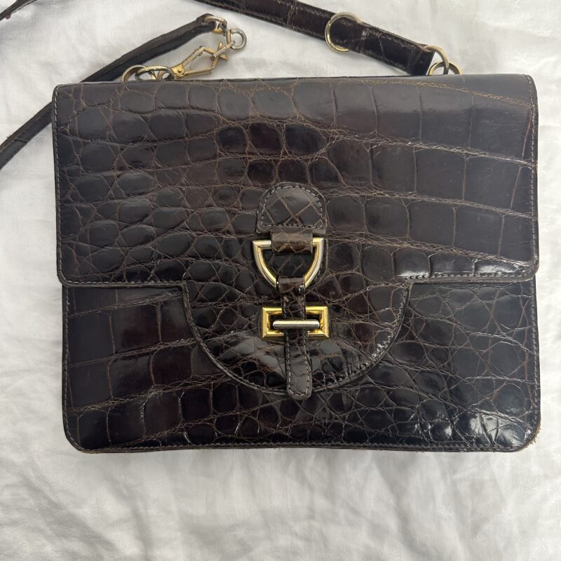 Sac en cuir marron croco