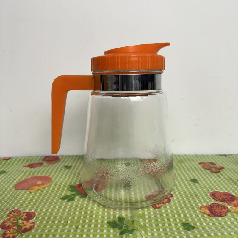 Carafe verseuse en verre vintage orange années 70