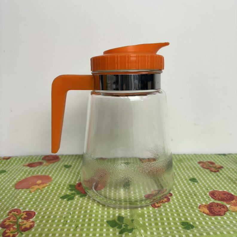 Carafe verseuse en verre vintage orange années 70