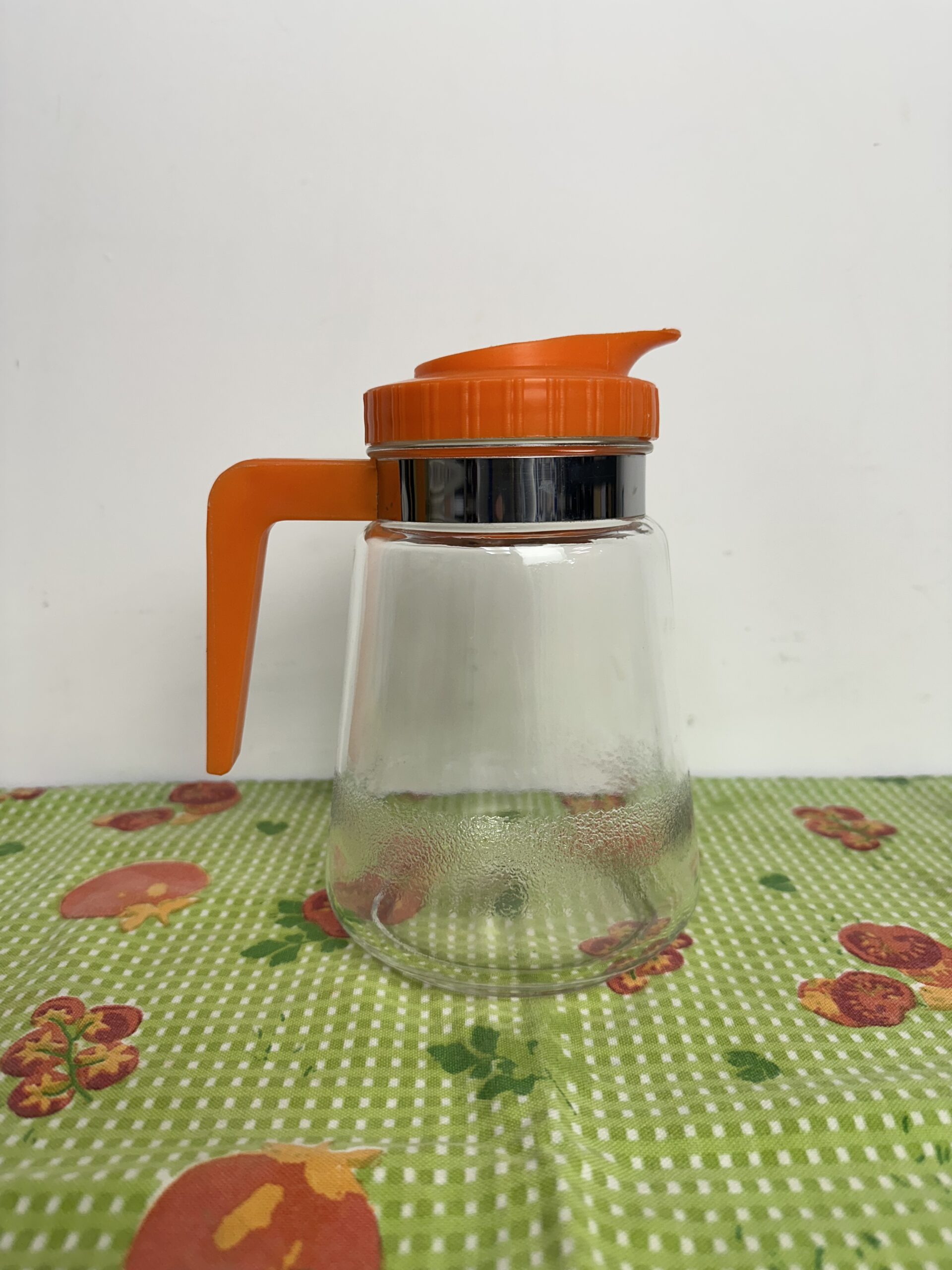 Carafe verseuse en verre vintage orange années 70