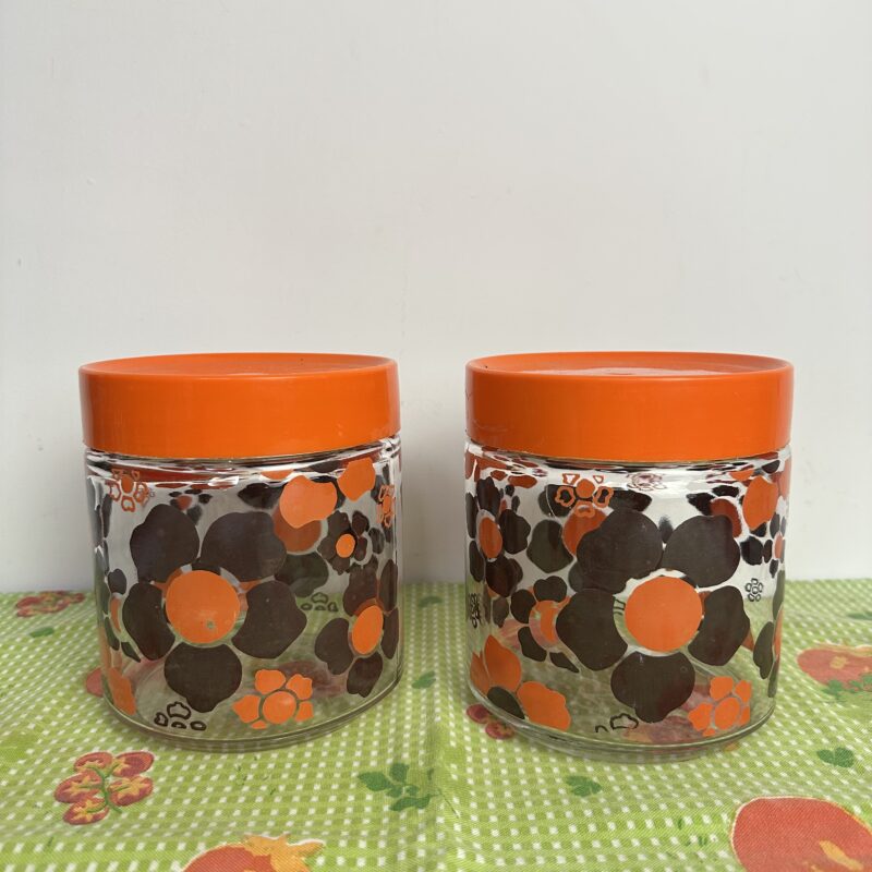 Duo pots fleuris vintage années 70