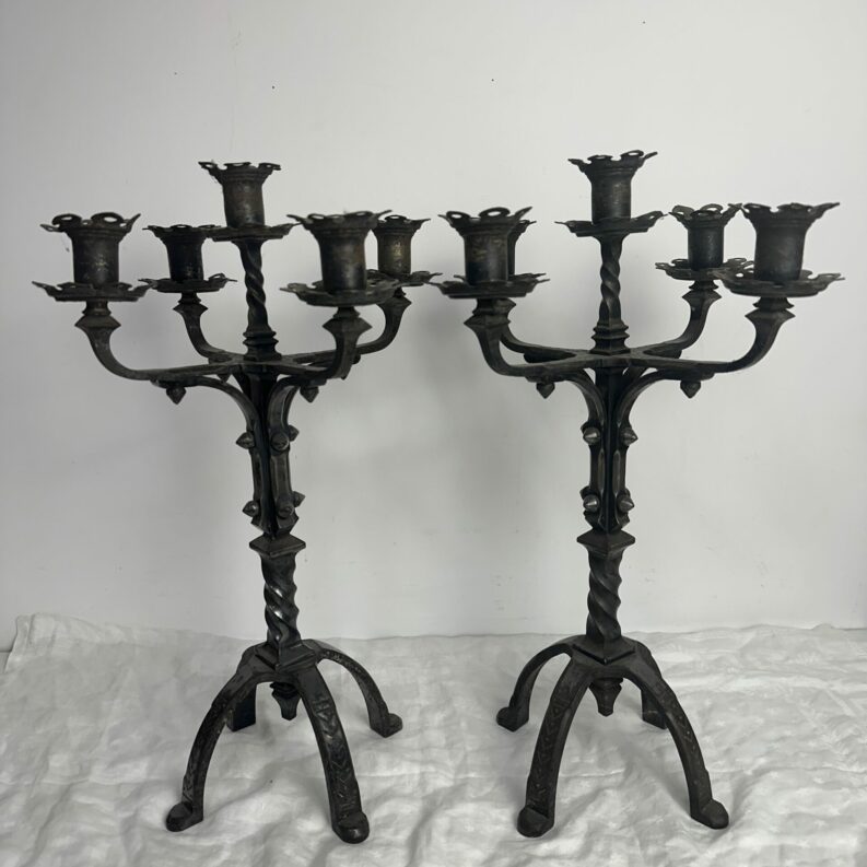 Duo de candélabre chandelier fer forgé