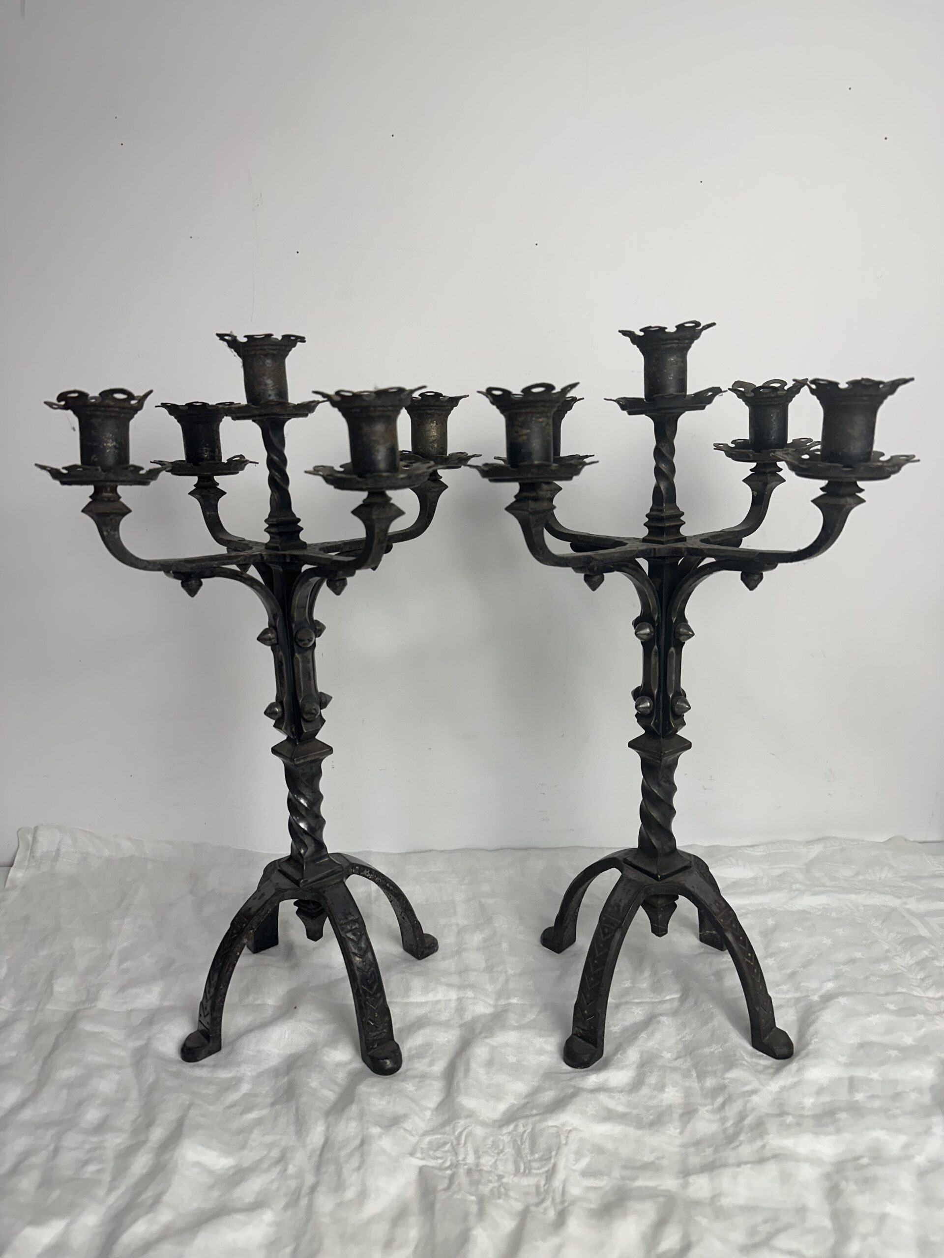 Duo de candélabre chandelier fer forgé