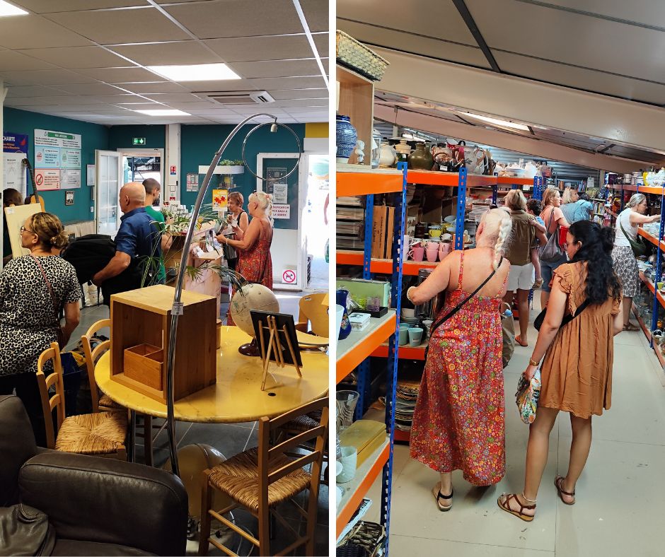 clients qui chinent dans la ressourcerie histoires sans fin de venelles, bonnes résolutions reemploi