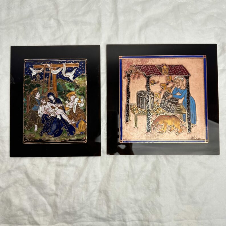 2 plaques émaux sur cuivre Marc Blanc