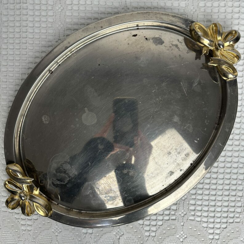 Plateau vintage en métal année 80