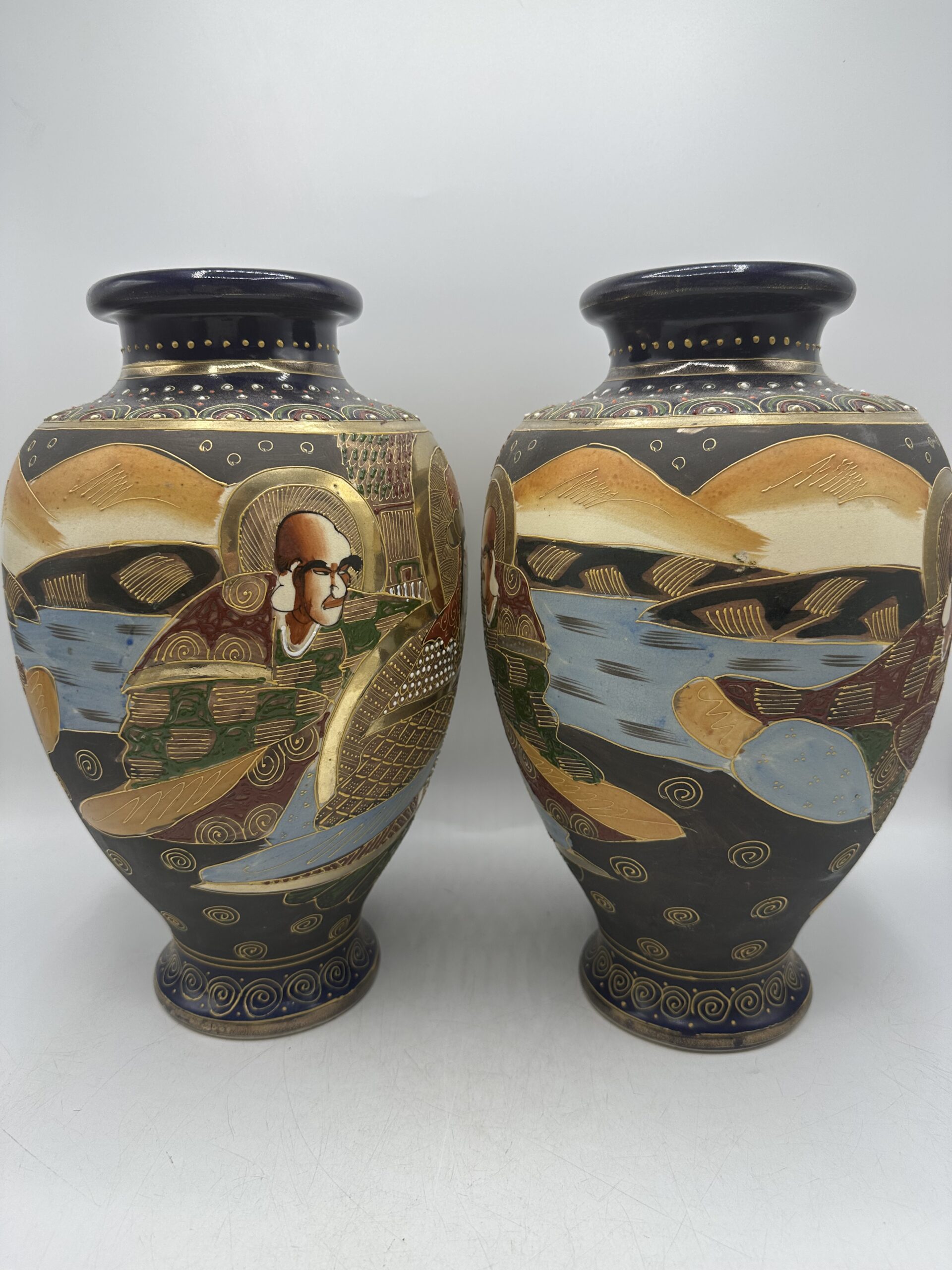 Lot de 2 vases japonais Satsuma – Image 2