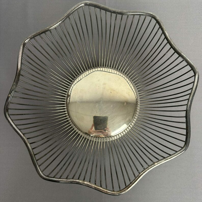 Corbeille vintage métal argenté