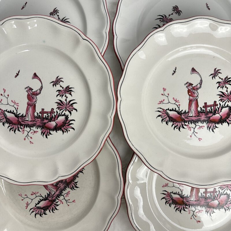 6 assiettes KG Luneville Chinois Louis XV