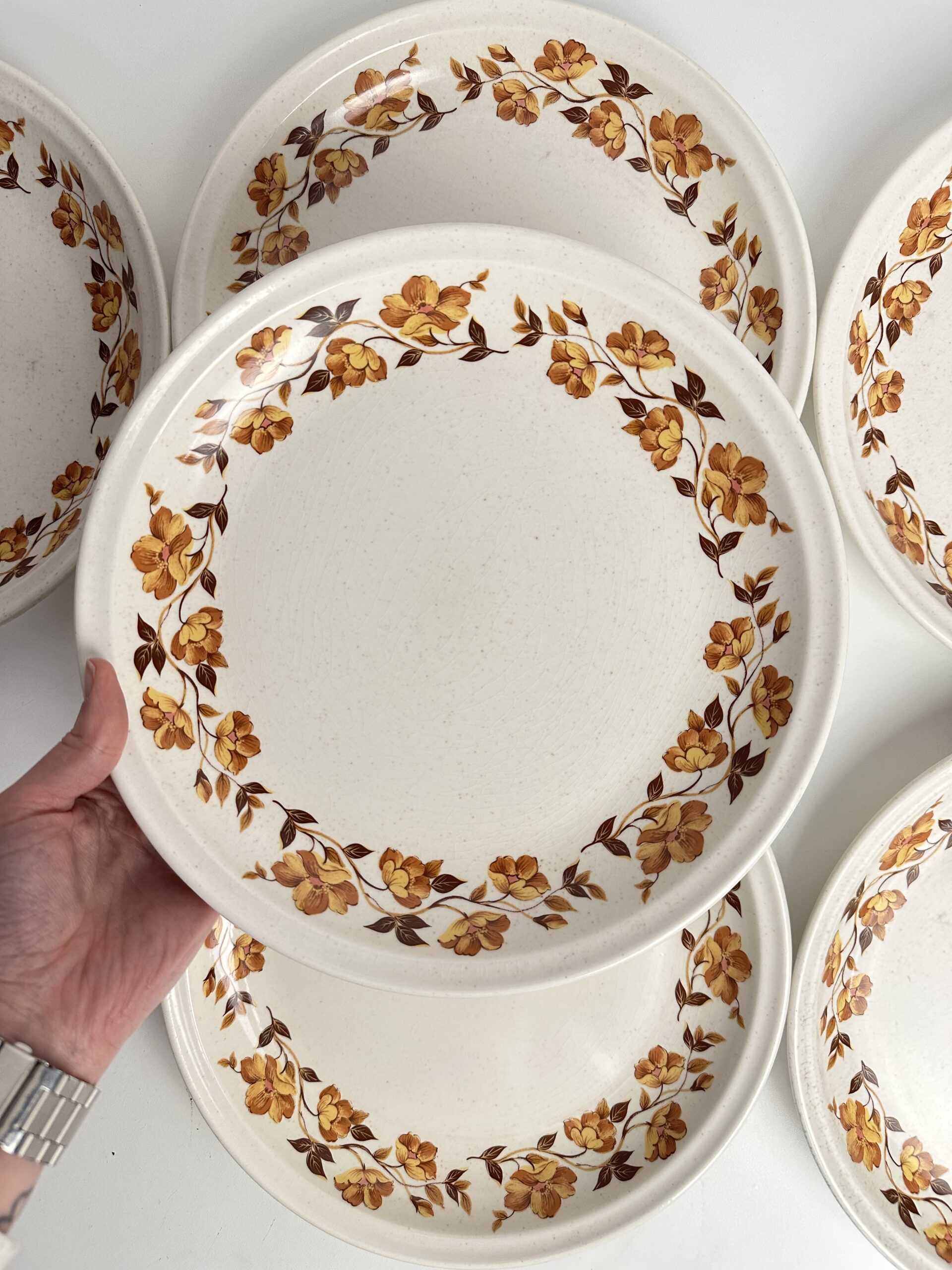 6 assiettes Sarreguemines vintage fleuries – Image 8