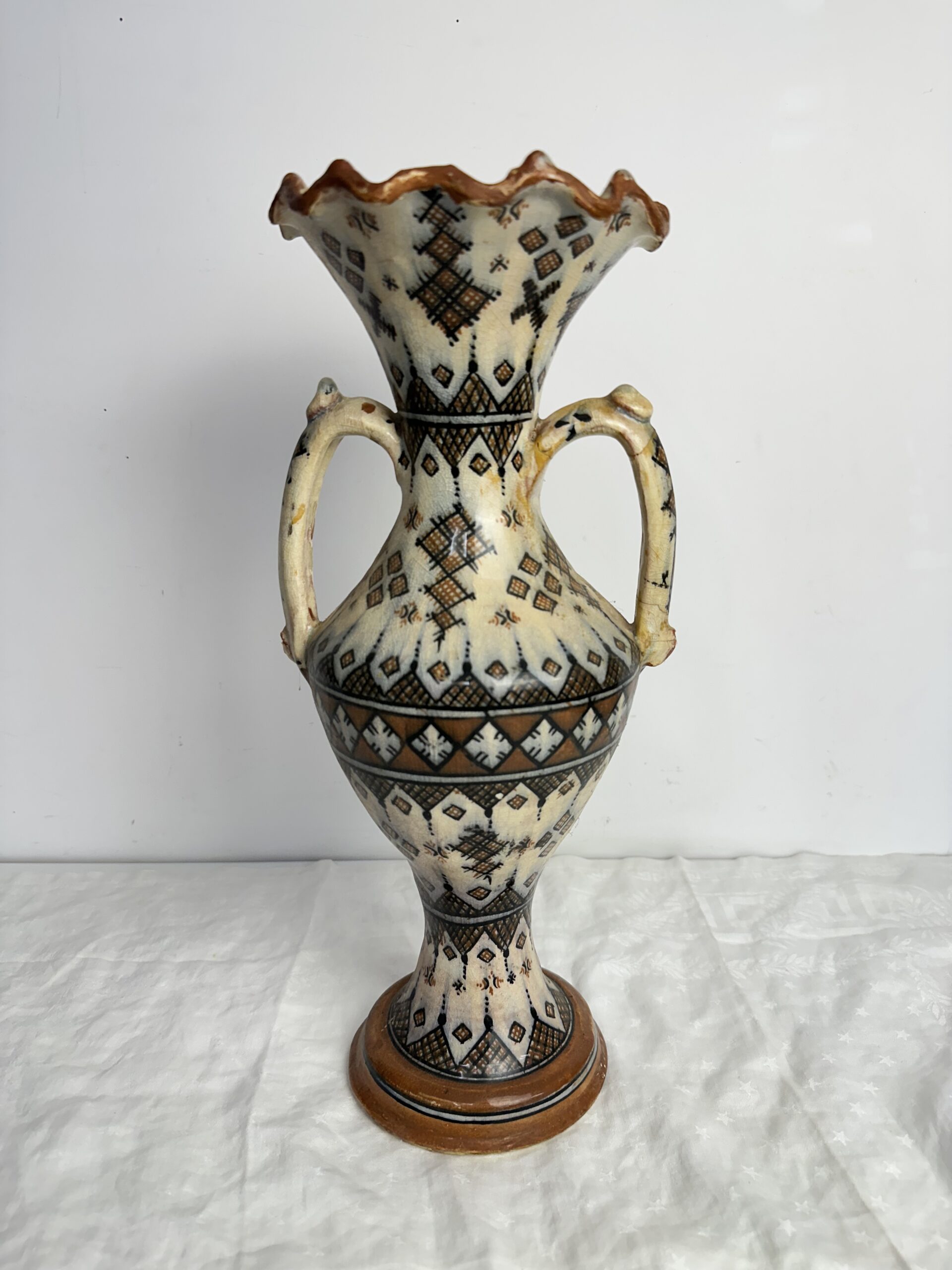 Grand vase marocain Safi marron