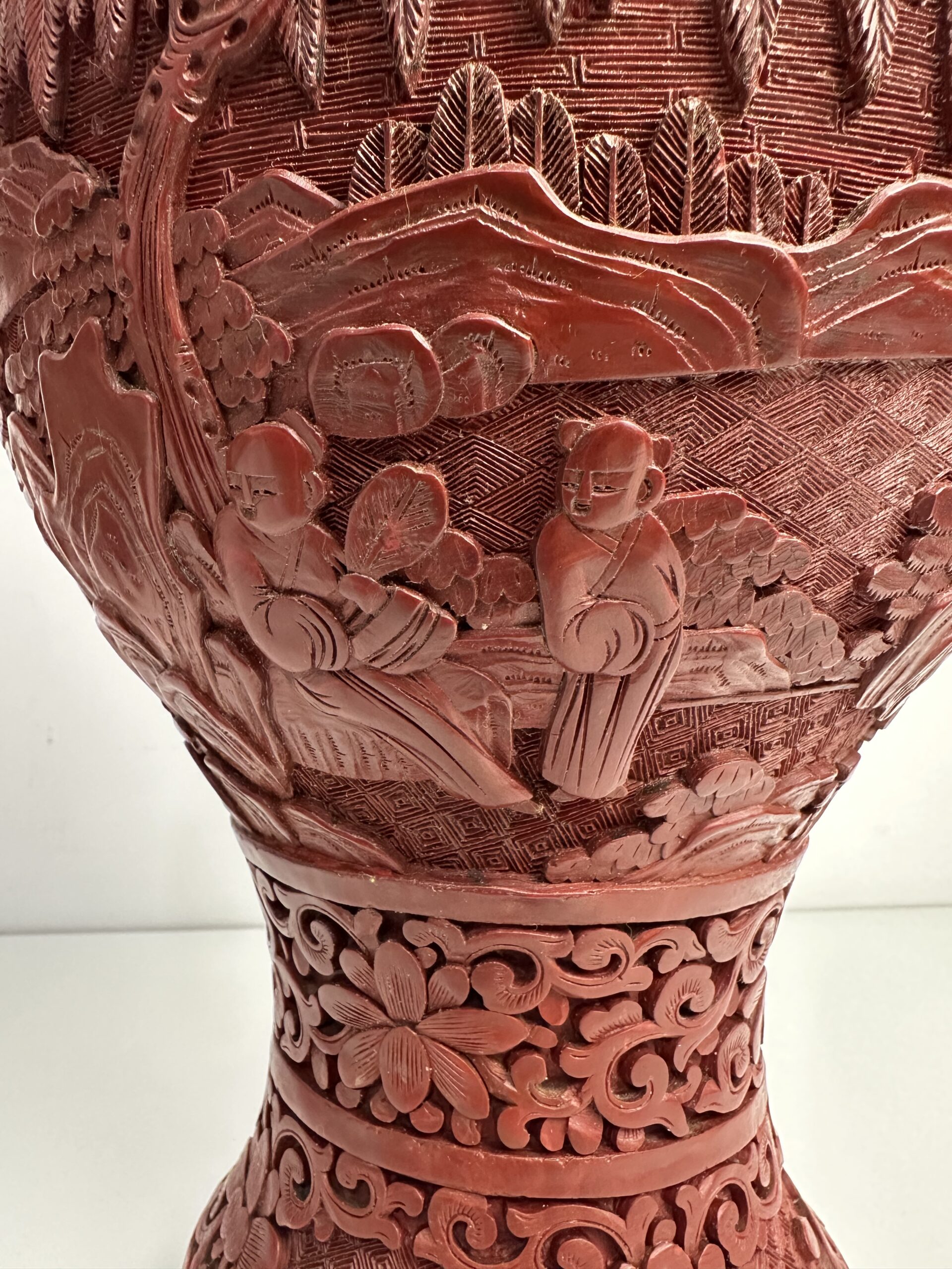 Ancien vase chinois laque cinabre – Image 4