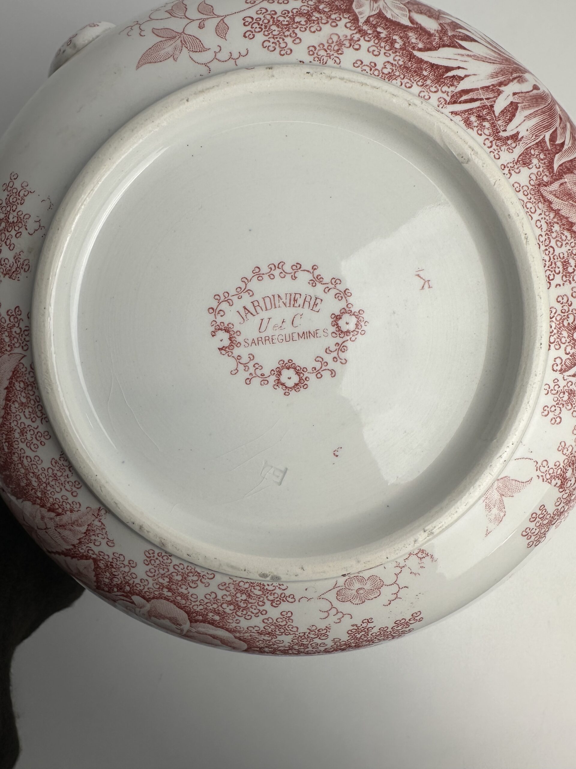 Ancien broc de toilettes Sarreguemines jardinière – Image 11