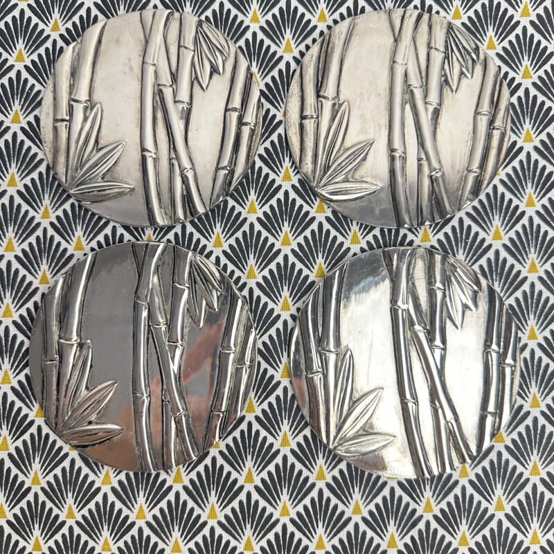 4 sous-verres Silea métal argenté Bambou