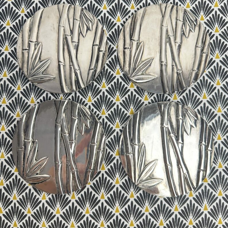 4 sous-verres Silea métal argenté Bambou