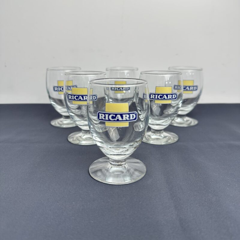 6 petits verres ballon Ricard vintage