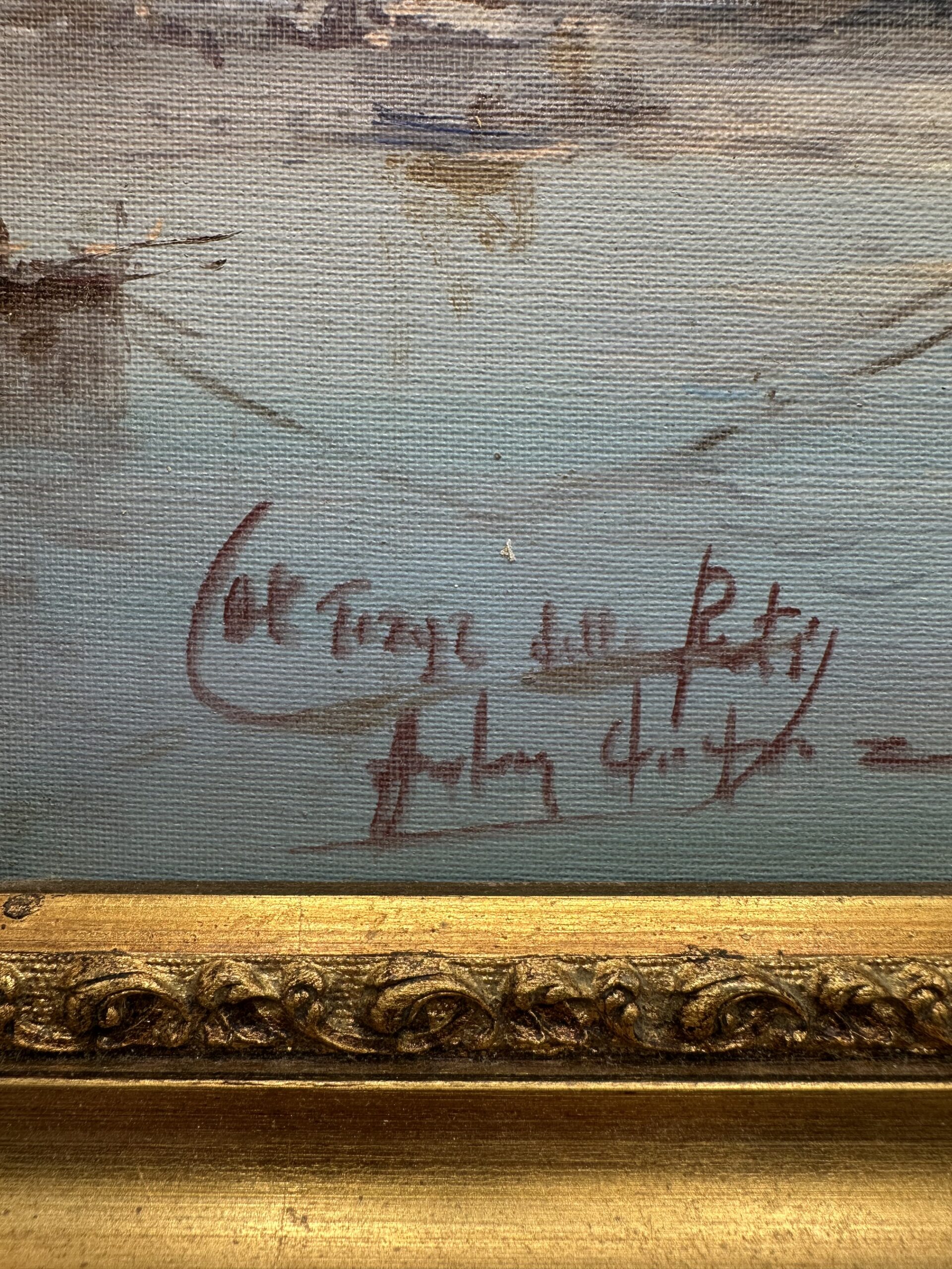 Peinture à l'huile bateaux sur bois – Image 3