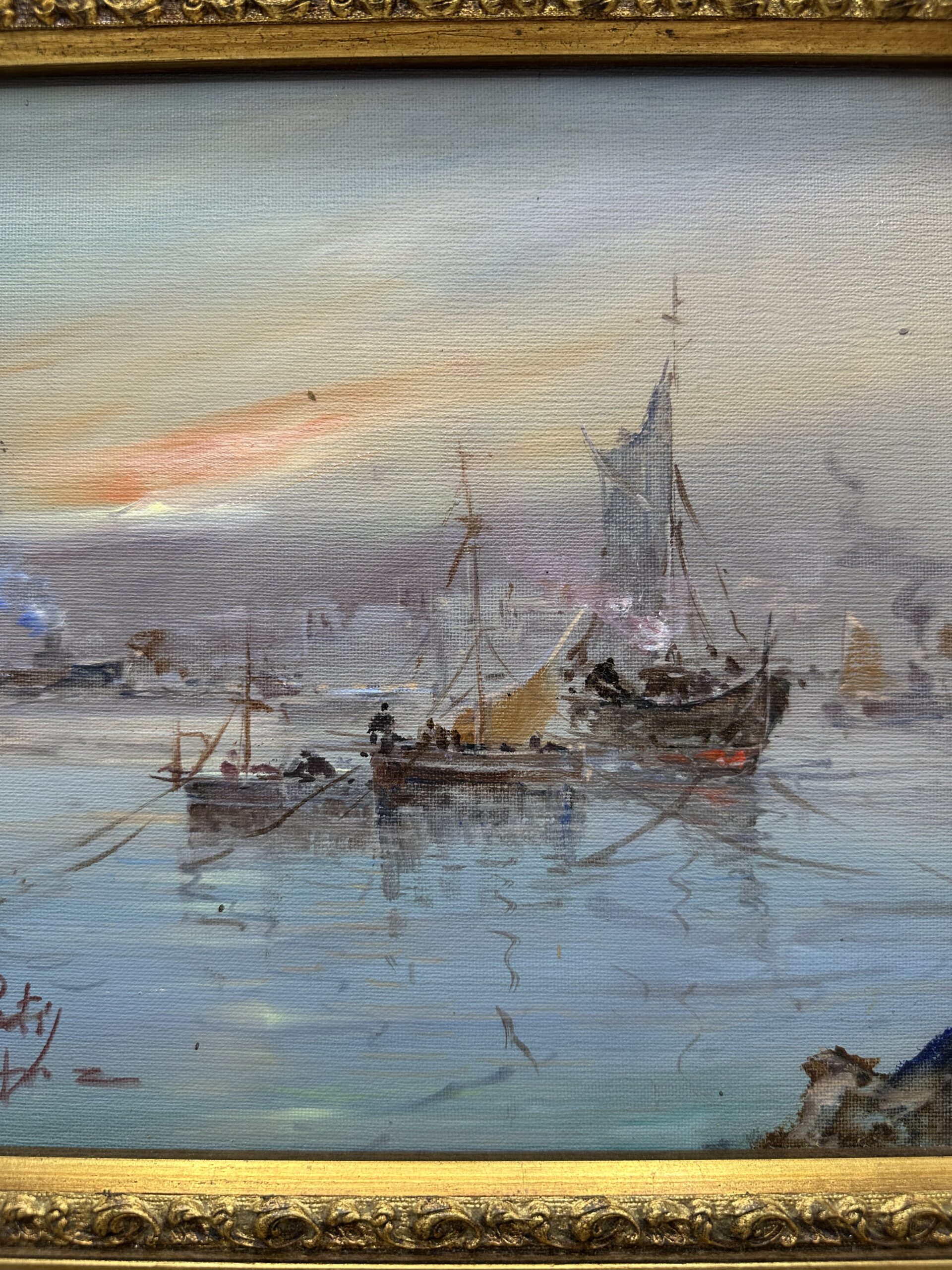 Peinture à l'huile bateaux sur bois – Image 4
