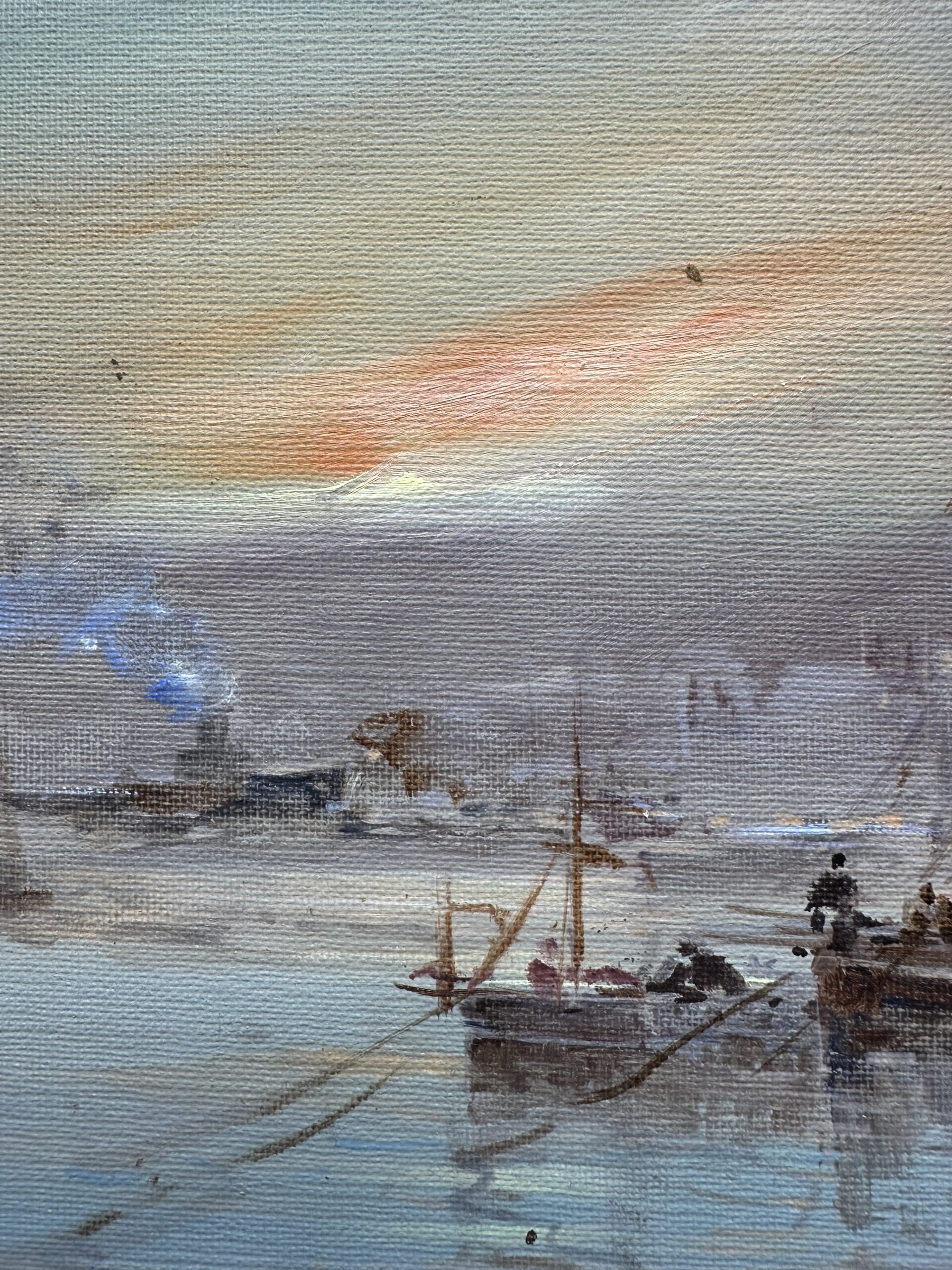 Peinture à l'huile bateaux sur bois – Image 6